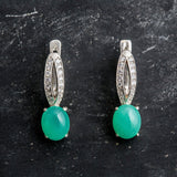 Chrysoprase Earrings - Green Engagement Ring - Classy Vintage Ring