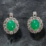 Chrysoprase Earrings - Green Victorian Earrings - Vintage Flower Earrings