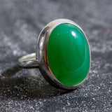 Chrysoprase Ring - Green Bezel Ring - Statement Chrysoprase Ring
