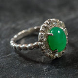 Chrysoprase Ring - Green Flower Ring - Vintage Cocktail Ring