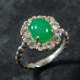 Chrysoprase Ring - Green Flower Ring - Vintage Cocktail Ring