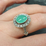Chrysoprase Ring - Green Smooth Ring - Vintage Cocktail Ring