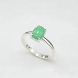 Chrysoprase Ring - Green Solitaire Ring - Classic Oval Ring made in 925 Sterling Silver. Ideal for everyday wear and perfect for birthday gifting and special occasions.