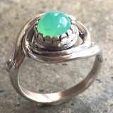 Chrysoprase Ring - Green Spiral Ring - Vintage Swirl Ring