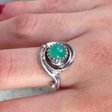 Chrysoprase Ring - Green Spiral Ring - Vintage Swirl Ring