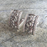 Chunky Diamond Earrings - Half Hoops Earrings - Filigree Statement Earrings