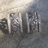 Chunky Diamond Earrings - Half Hoops Earrings - Filigree Statement Earrings