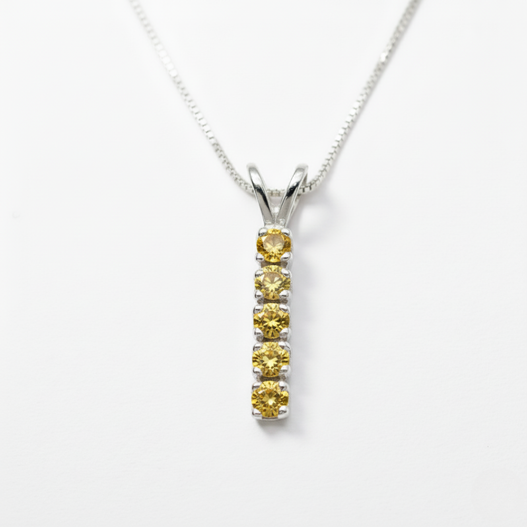 Citrine Pendant, Minimalistic Pendant, Natural Citrine, November Birthstone, Yellow Line Pendant, Simple Necklace, Solid Silver, Citrine made in 925 Sterling Silver. Ideal for everyday wear and perfect for birthday gifting and special occasions.