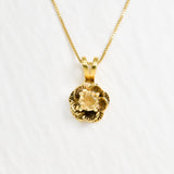 Flower Citrine Pendant - Vintage Flower Necklace - Dainty Citrine Necklace