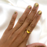 Genuine Citrine Ring - Dainty Yellow Ring - Gold Engagement Ring
