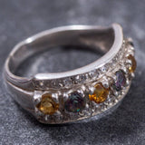 Citrine Wide Band - Mystic Topaz Ring - Triple Band Ring