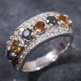 Citrine Wide Band - Mystic Topaz Ring - Triple Band Ring