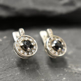 Cluster Onyx Earrings - Genuine Onyx Studs - Dainty Black Earrings