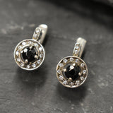 Cluster Onyx Earrings - Genuine Onyx Studs - Dainty Black Earrings