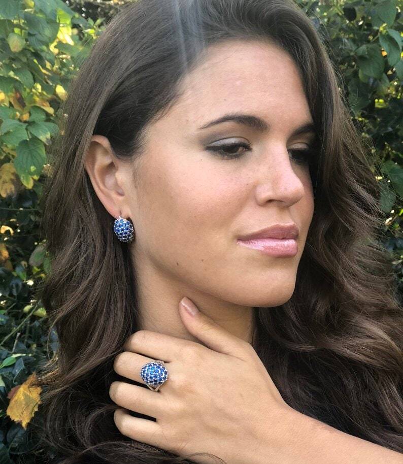 Charming 925 Sterling Silver Earrings with Natural Blue Sapphire, a thoughtful gift for September birthdays and any occasion.