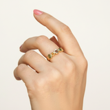 Colorful Tourmaline Ring in 18k Gold Vermeil - Elegant Bubble Band Perfect for Everyday and Special Occasions.