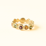 Colorful Tourmaline Gold Ring - Bubble Band, Natural Tourmaline Ring made in 18k Gold Vermeil. Ideal for everyday wear and perfect for birthday gifting and special occasions.