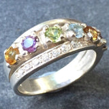 Colorful Wide Band - Citrine Stackable Ring - Multistone Triple Band