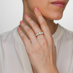 CZ Diamond Ring - Elegant Gold Vermeil Band, Stackable Design, Perfect for Daily Wear, Birthdays, and Special Occasions.