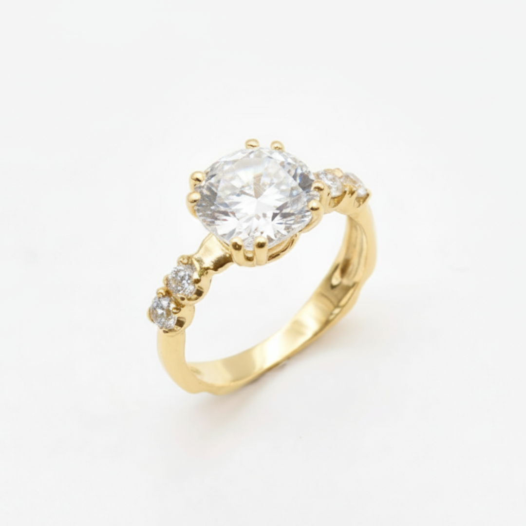 Created Diamond Gold Ring - Promise Ring, Diamond Vintage Ring made in 18k Gold Vermeil. Ideal for everyday wear and perfect for birthday gifting and special occasions.