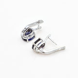 Silver Tanzanite Earrings - Blue Oval Earrings - Vintage Drop Earrings