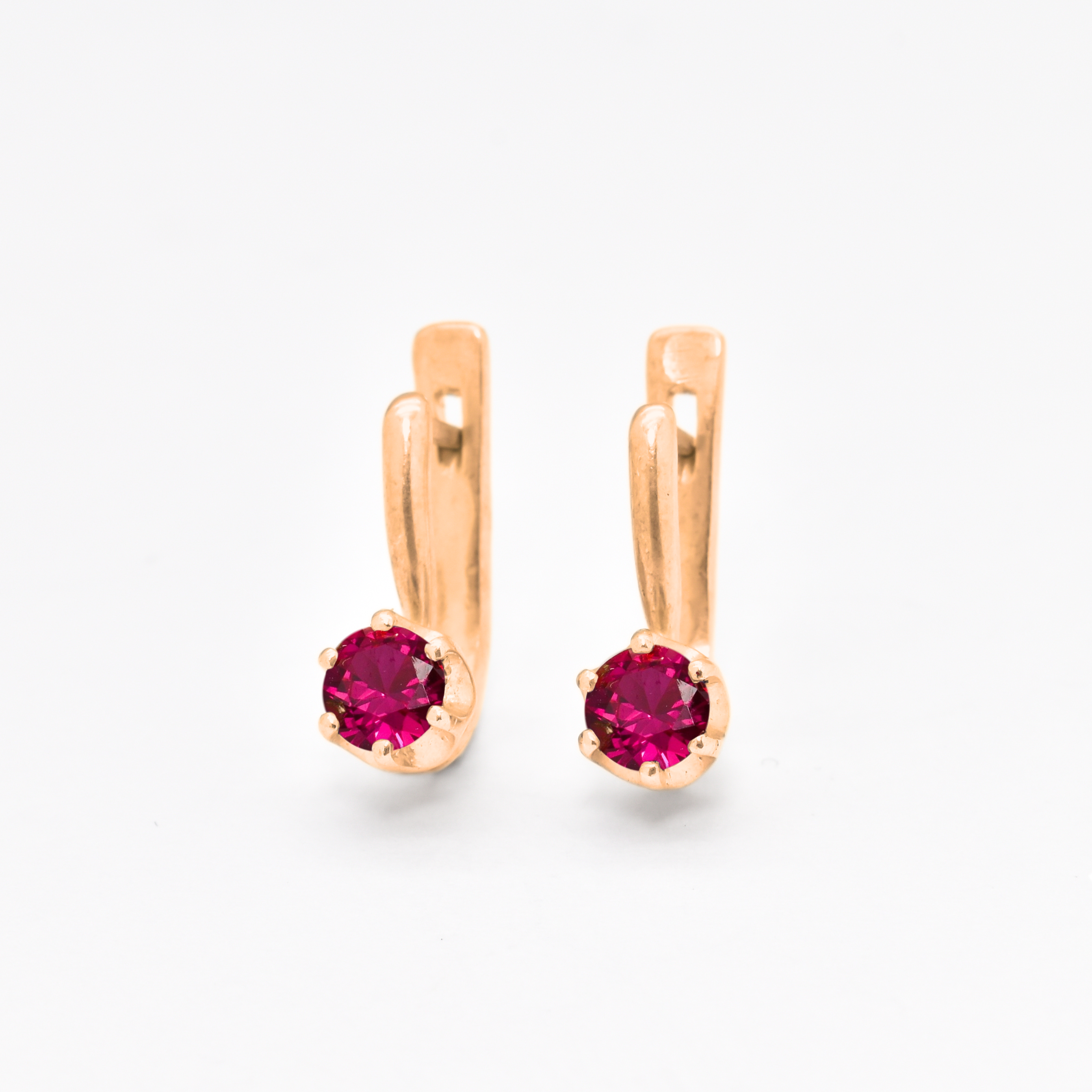 Gold Ruby Earrings - Long Red Earrings - Vintage Drop Earrings