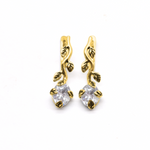 Gold Diamond Earrings - Vintage Leaves Earrings - Diamond Bridal Earrings