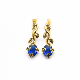 Created Sapphire Earrings made in 18k Gold Vermeil with Oval Created Blue Sapphire in Prong setting, September Birthstone gift idea, symbolizes sincerity, truth, and faithfulness, ideal for everyday wear and perfect for birthday gifting and special occasions.