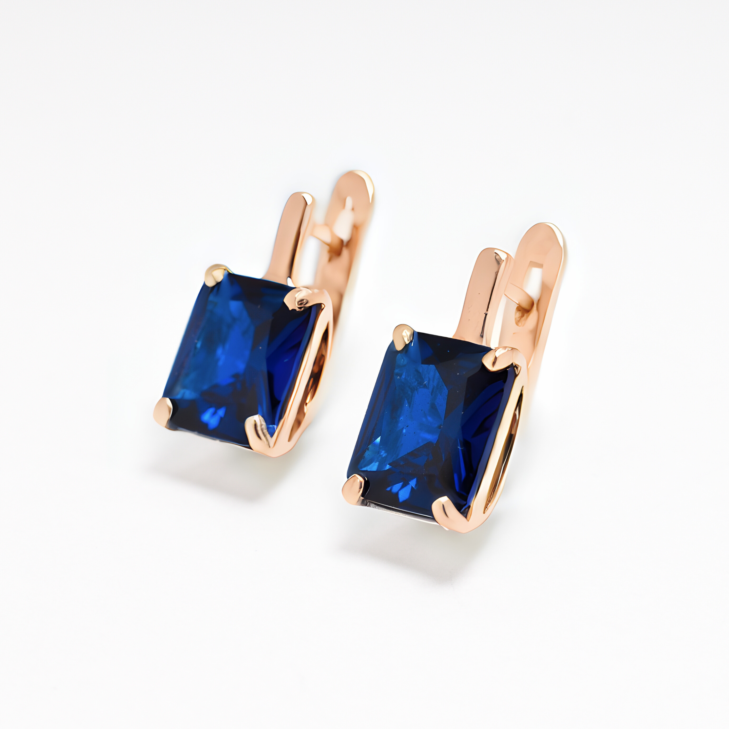 Drop Sapphire Earrings - Blue Square Earrings - Vintage Drop Earrings