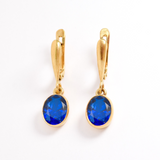 Gold Sapphire Earrings - Sapphire Dangling Earrings - Blue Drop Earrings