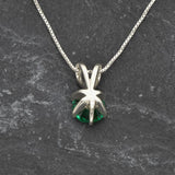 Sparkling Created Emerald Pendant in 925 Sterling Silver, a stylish May birthstone gift for her special moments and everyday elegance.