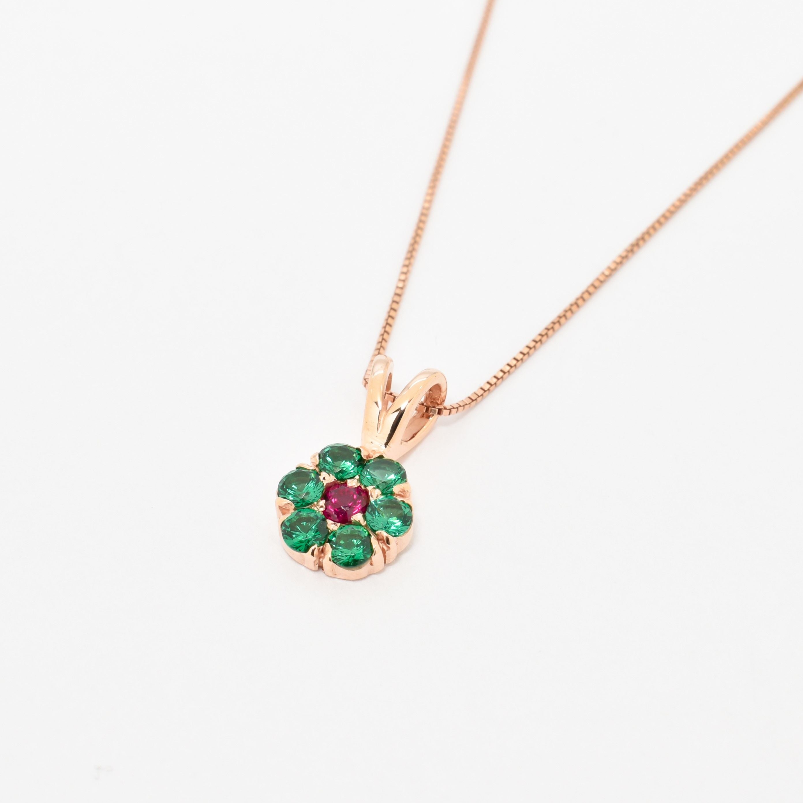 2609-1-P-cEME: Rose Gold Vermeil Created Emerald