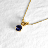 Rose Gold Tanzanite Pendant - Dainty Blue Necklace - Classic Round Necklace