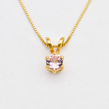 Morganite Pendant - Round Pink Necklace - Dainty Pink Necklace