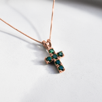 Elegant Rose Gold Vermeil Pendant featuring a Created Green Emerald, an ideal May birthstone gift for any occasion.