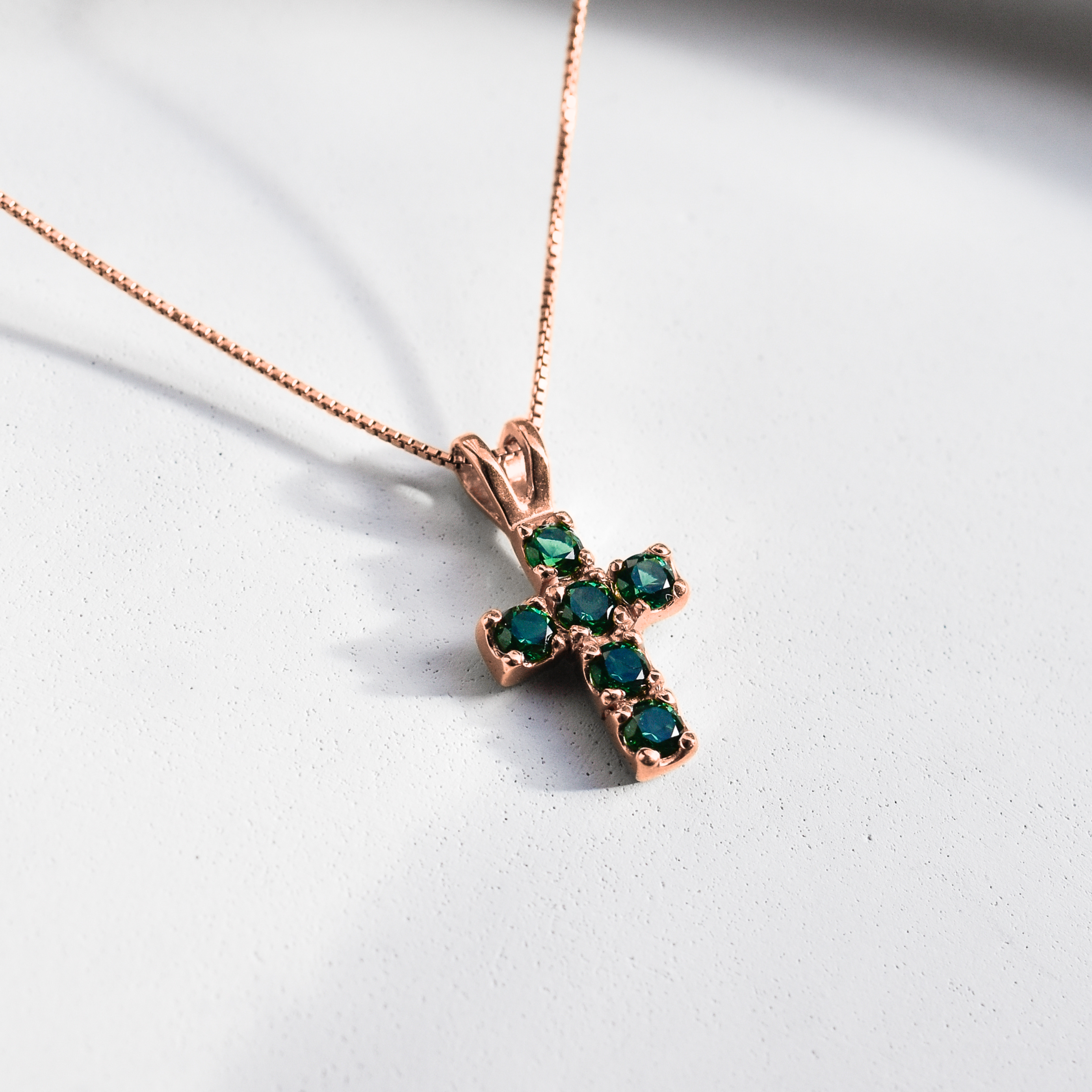 Elegant Rose Gold Vermeil Pendant featuring a Created Green Emerald, an ideal May birthstone gift for any occasion.
