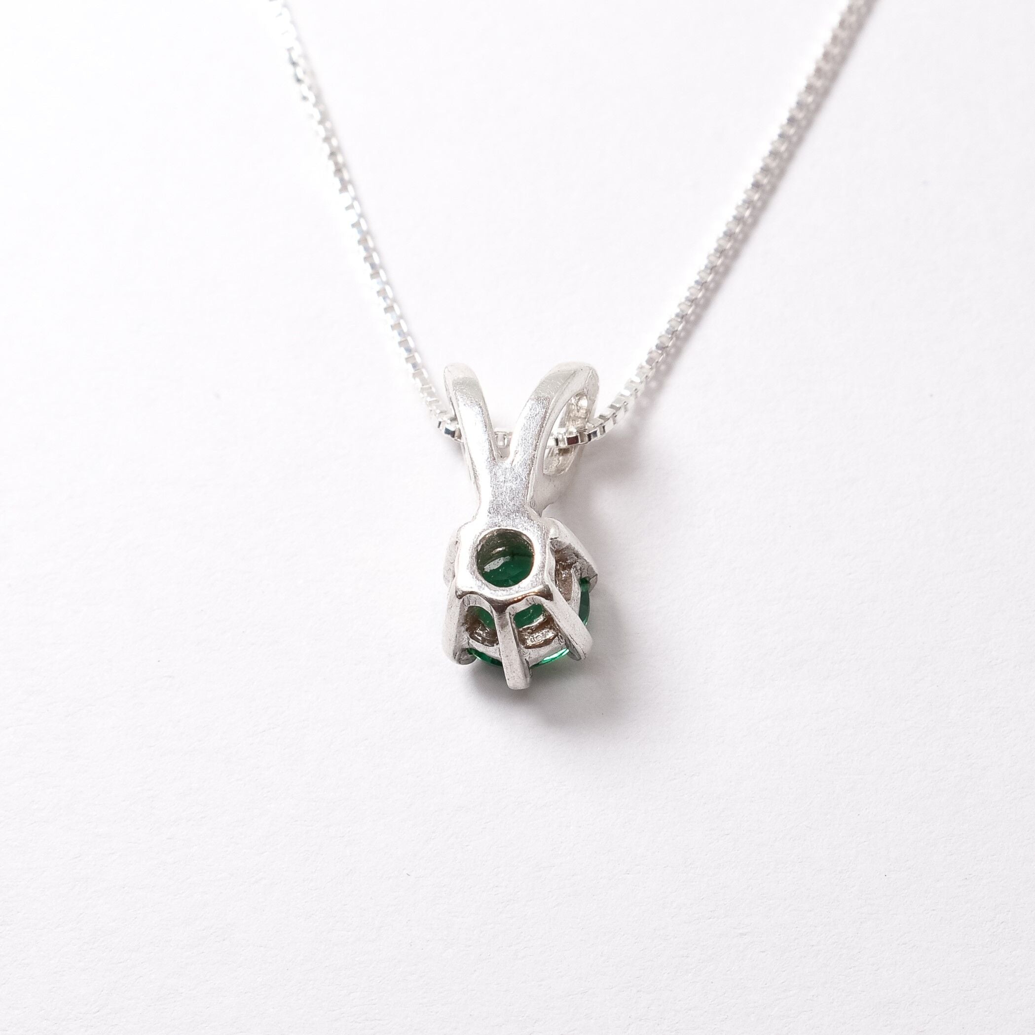 Chic Created Emerald Pendant set in 925 Sterling Silver, a meaningful May birthstone gift for any occasion and everyday elegance.