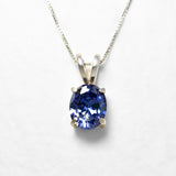 Blue Tanzanite Oval Pendant Front View in White Background