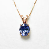Gold Tanzanite Pendant - Blue Oval Necklace - December Birthstone Necklace