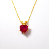 Ruby Heart Necklace - 18k Yellow Gold Ruby Pendant - July Birthstone Necklace
