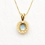 Blue Aquamarine Pendant, Blue Diamond Pendant, Created Aquamarine Pendant, Antique Necklace, Vintage Pendant, Victorian Pendant, 925 Silver(1)