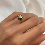 Flower Ring, Diamond Ring, Created Diamond Ring, Silver Flower Ring, Vintage Flower Ring, White Diamond Ring, Floral Ring, 925 Silver Ring(1)