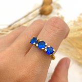 Sapphire Ring in 18k Gold Vermeil, featuring a Round Created Blue Sapphire, perfect for birthdays and everyday elegance.