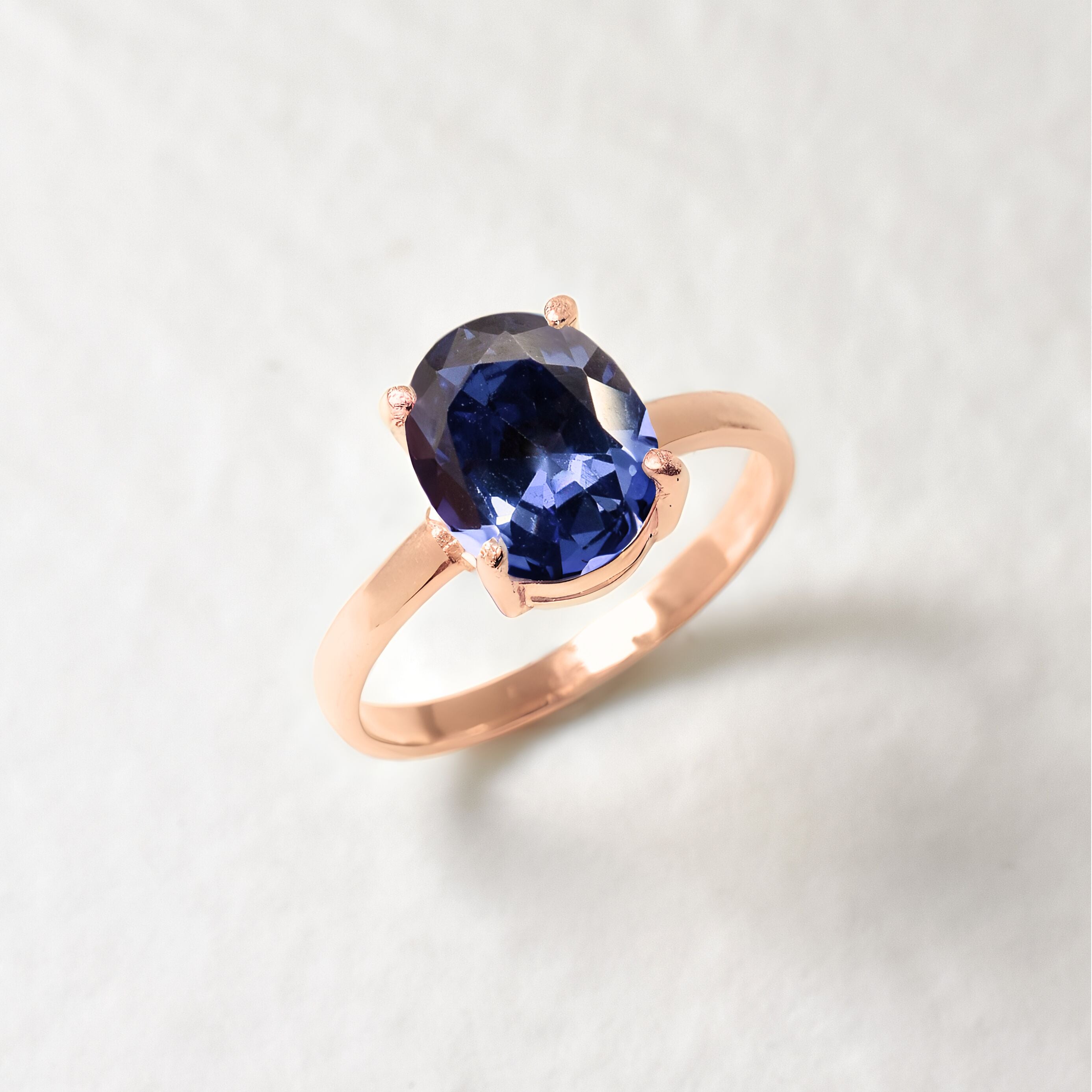 2829-R-cTAN: Rose Gold Vermeil Created Tanzanite 10x8 oval