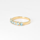 Blue Topaz Ring - Half Eternity Band - Stackable Blue Ring