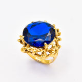 Created Sapphire Ring made in 18k Gold Vermeil with Round Created Blue Sapphire in Prong setting, September Birthstone gift idea, symbolizes sincerity, truth, and faithfulness, ideal for everyday wear and perfect for birthday gifting and special occasions.