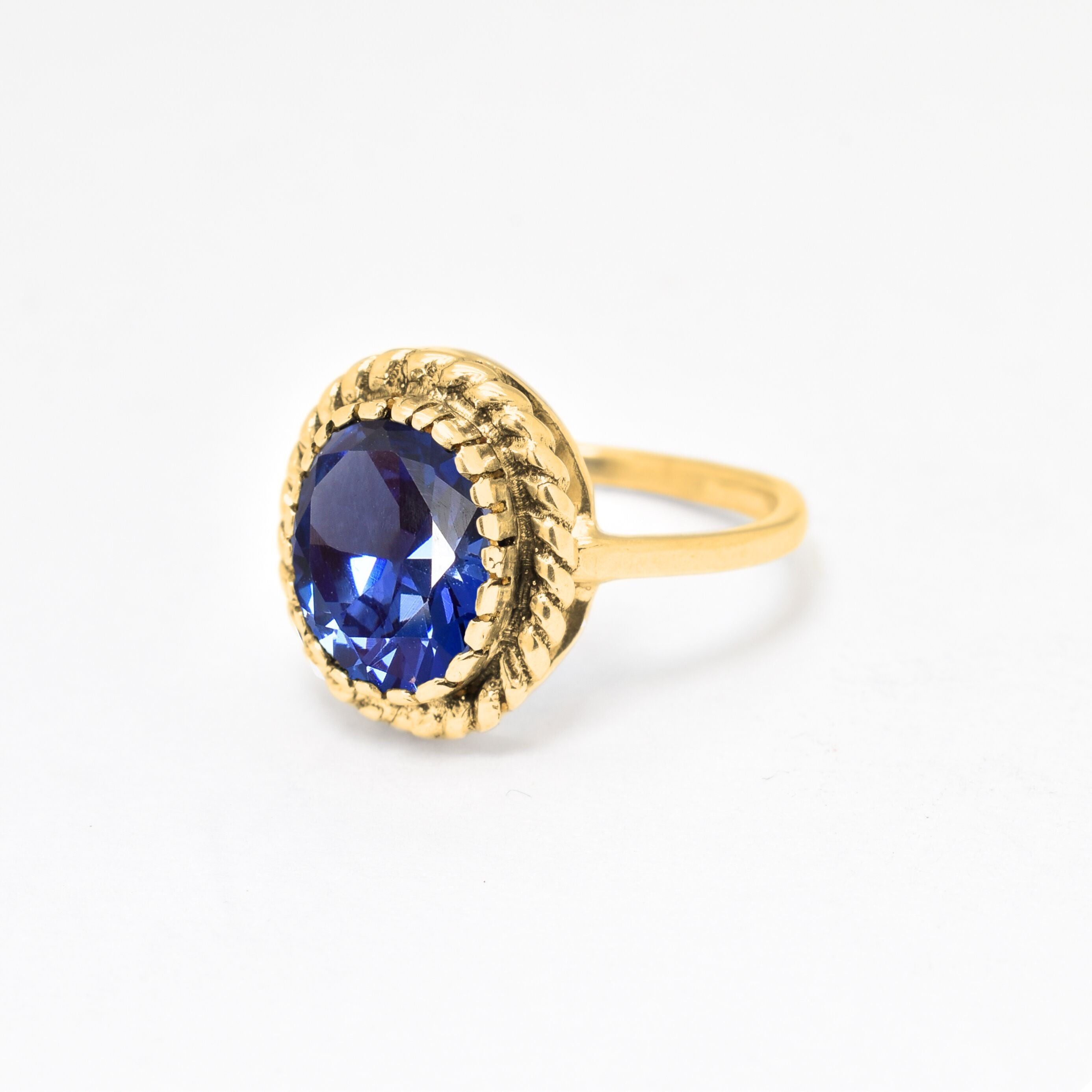 2350-R-cTAN: Gold Vermeil 18k Created Tanzanite 10x8 oval
