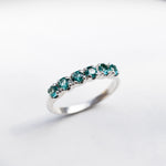 Silver Aquamarine Ring - Half Eternity Band - Blue Aquamarine Ring Ring