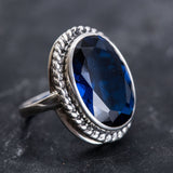 Large Sapphire Ring - Royal Blue Ring - Vintage Cocktail Ring