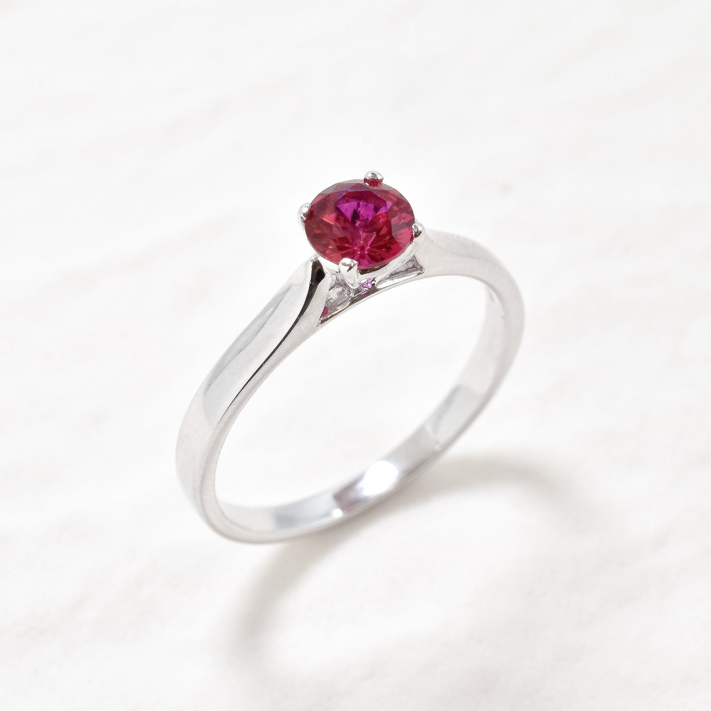 TEMP1-gR-cRUB: 14k White Gold Created Ruby